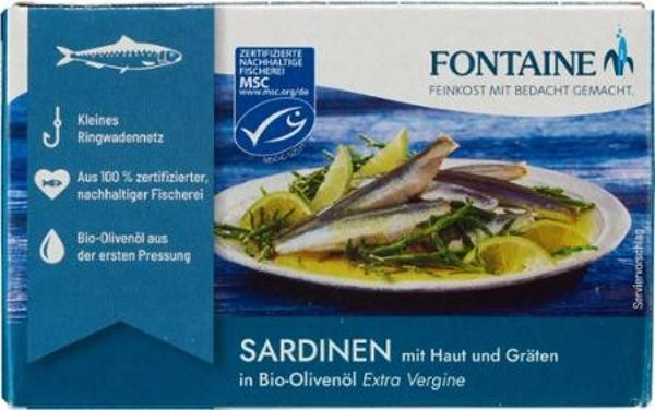 Produktfoto zu Sardinen mit Haut und Gräten 120 g